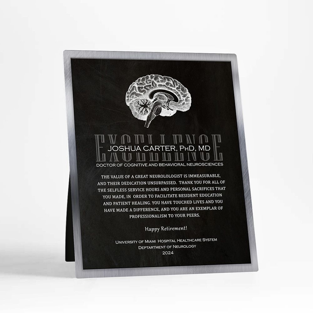 Tin Brain Organ Anatomy Neurology Retirement Desktop Plaque Gift for Doctor D-2108