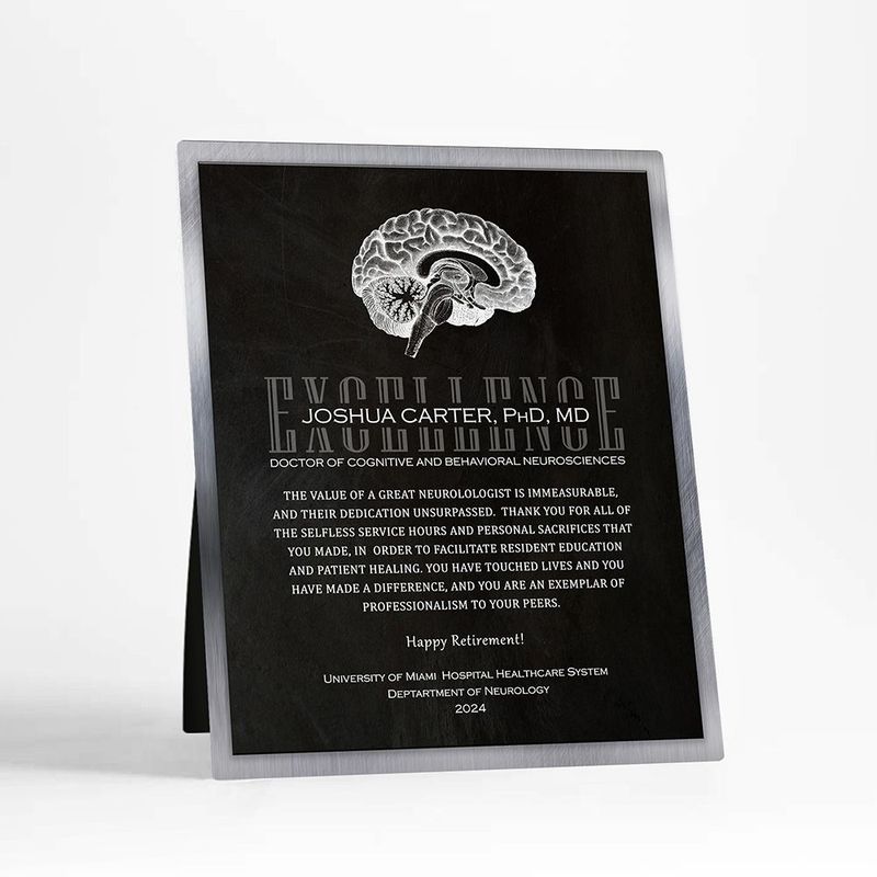 Tin Brain Organ Anatomy Neurology Retirement Desktop Plaque Gift for Doctor D-2108