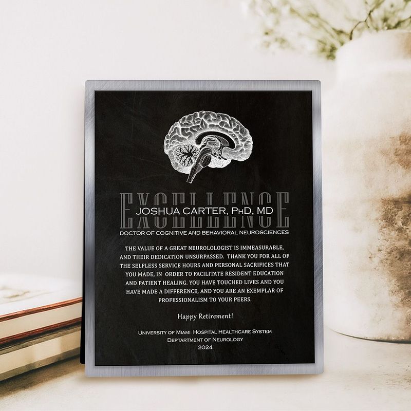 Tin Brain Organ Anatomy Neurology Retirement Desktop Plaque Gift for Doctor D-2108