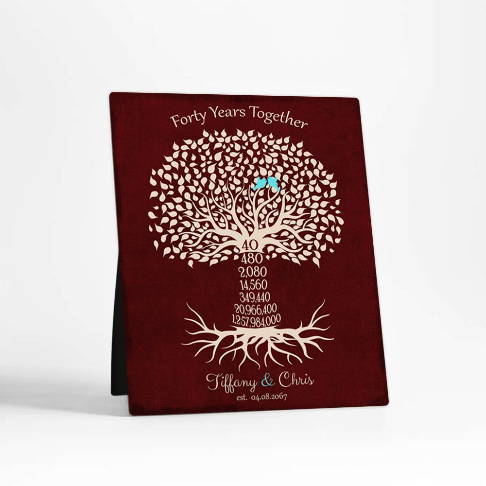 #1 Best Seller - Countdown Tree 40th Anniversary Desktop Plaque Gift for Couple D-1454