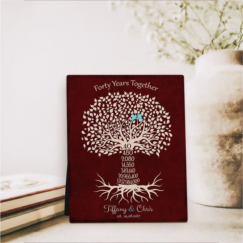 #1 Best Seller - Countdown Tree 40th Anniversary Desktop Plaque Gift for Couple D-1454