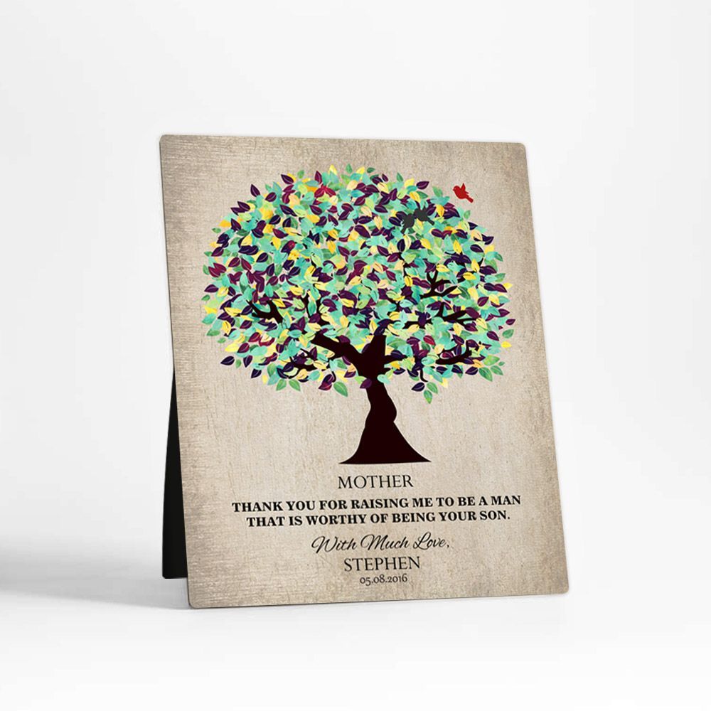 Green Plum Tree Family Desktop Metal Plaque For Mom D-1220