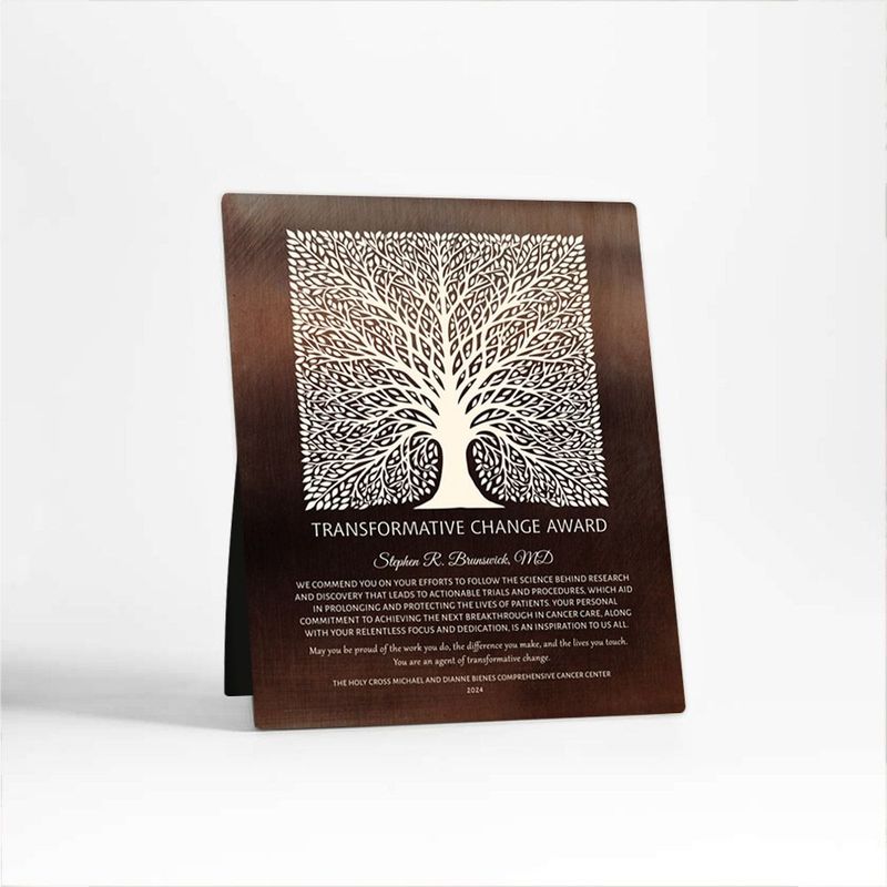 Bronze Elaborate Square Tree Medical Recognition Desktop Plaque Gift for Doctor D-1582