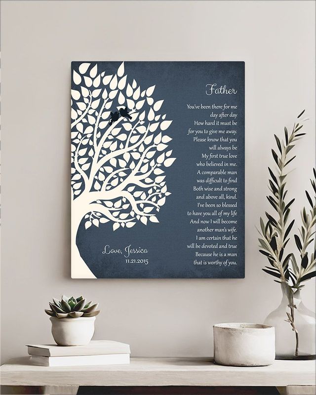 Blue Wedding Tree Poem Wedding Wall Plaque Gift for Father LTC-1140