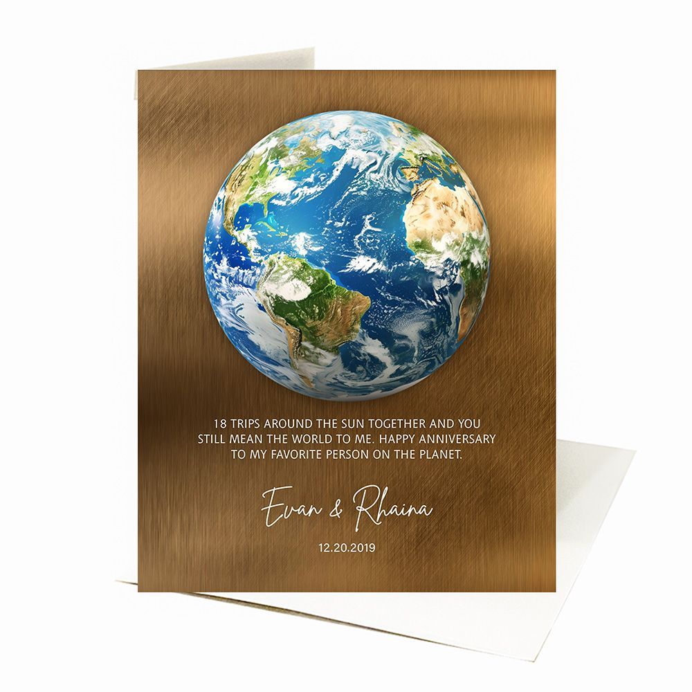 Bronze Anniversary Trips Around the Sun Anniversary Card Gift for Couple C-2128