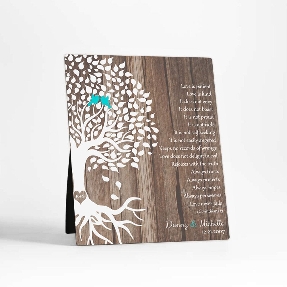Wood Half Tree with Roots 5th Anniversary Desktop Plaque Gift for Couple D-1725