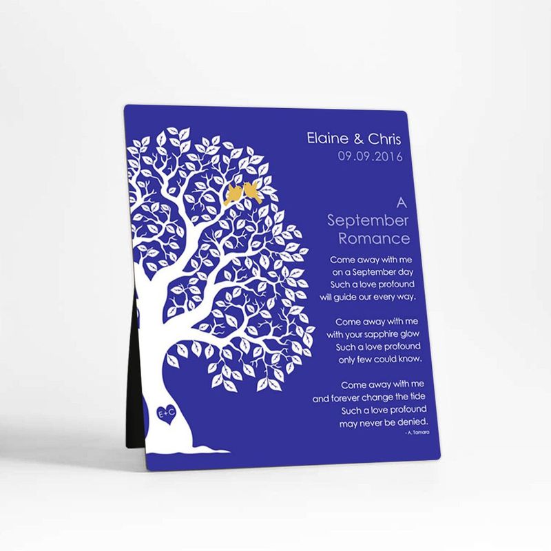 Half Artful Tree Engagement Desktop Plaque Gift for Couple D-1709
