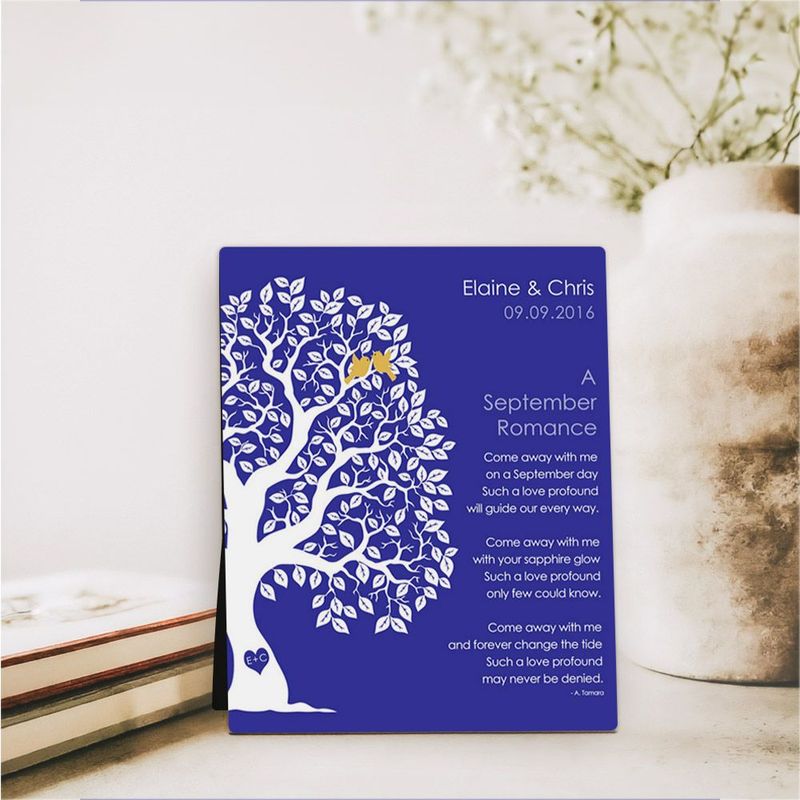 Half Artful Tree Engagement Desktop Plaque Gift for Couple D-1709