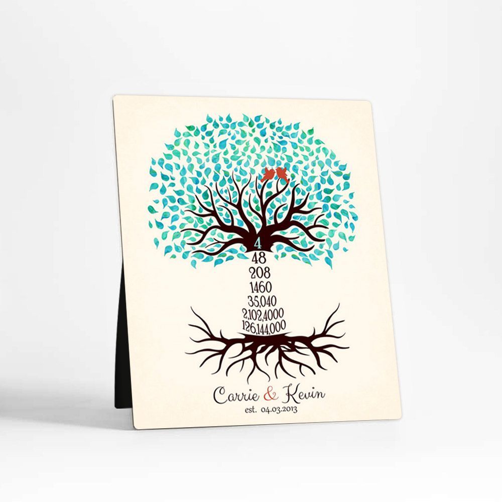 Countdown Tree 4th Anniversary Desktop Plaque Gift for Couple D-1433