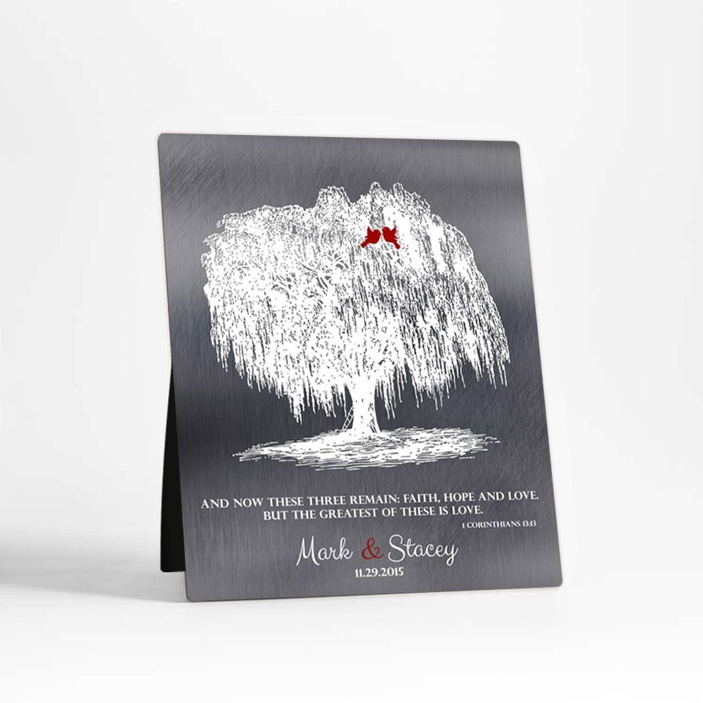 Tin Willow Silhouette 10th Anniversary Desktop Plaque Gift for Couple D-1412