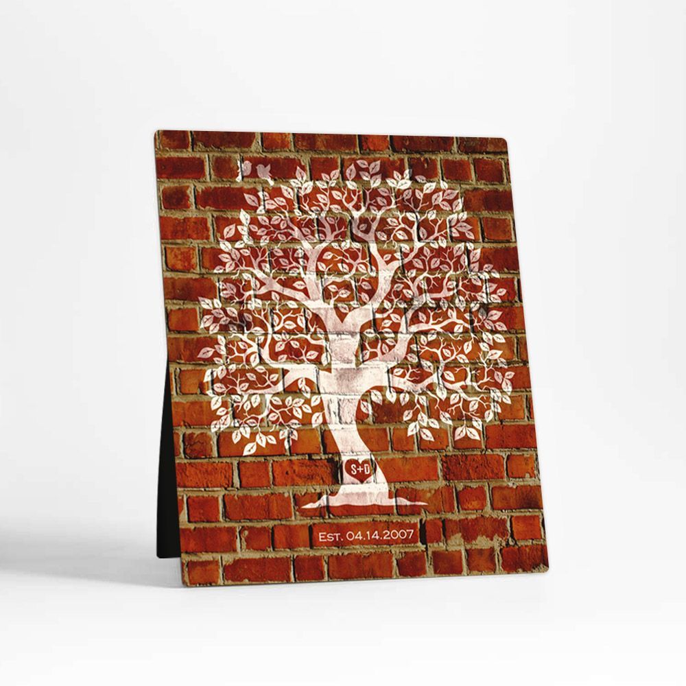 Brick Artful Tree 8th Anniversary Desktop Plaque Gift for Couple D-1384