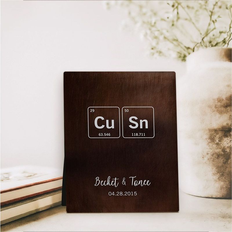 #1 Best Seller - Bronze Periodic Table Element 8th Anniversary Desktop Plaque Gift for Couple D-1917