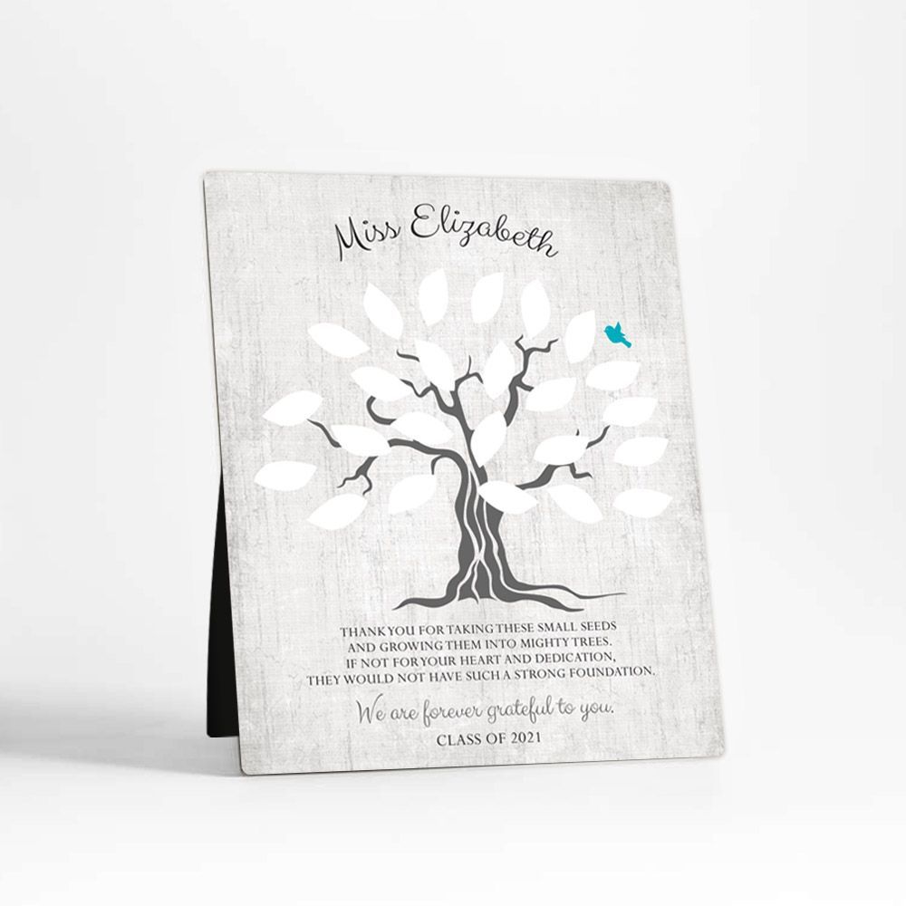 Names in Leaves Teacher Appreciation Desktop Plaque Gift for Educator D-1797