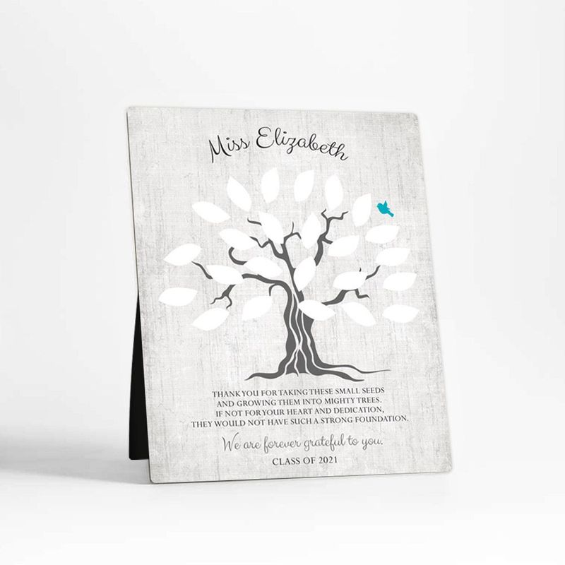 Names in Leaves Teacher Appreciation Desktop Plaque Gift for Educator D-1797