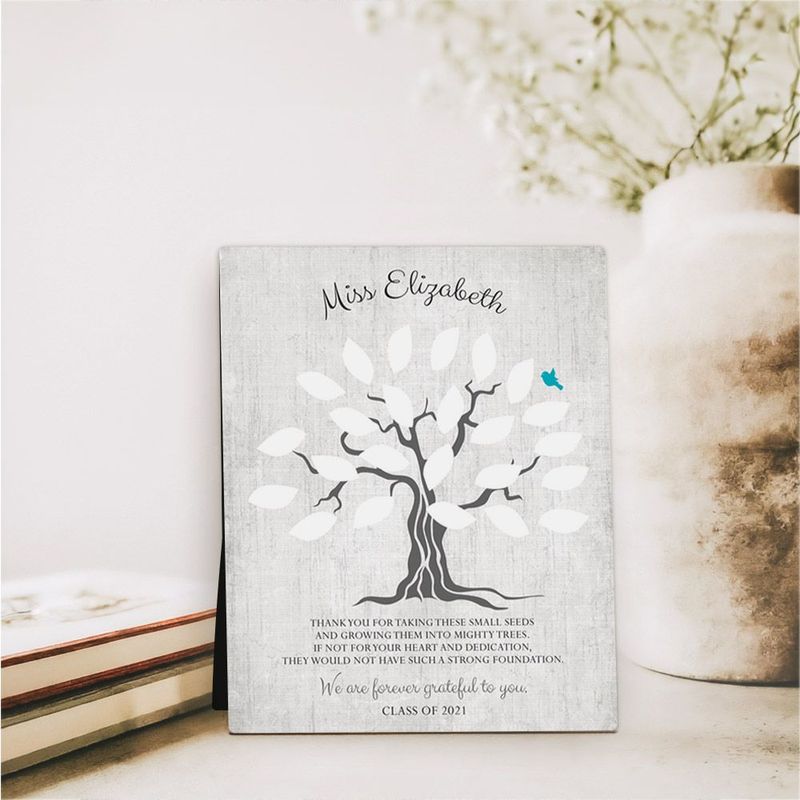 Names in Leaves Teacher Appreciation Desktop Plaque Gift for Educator D-1797