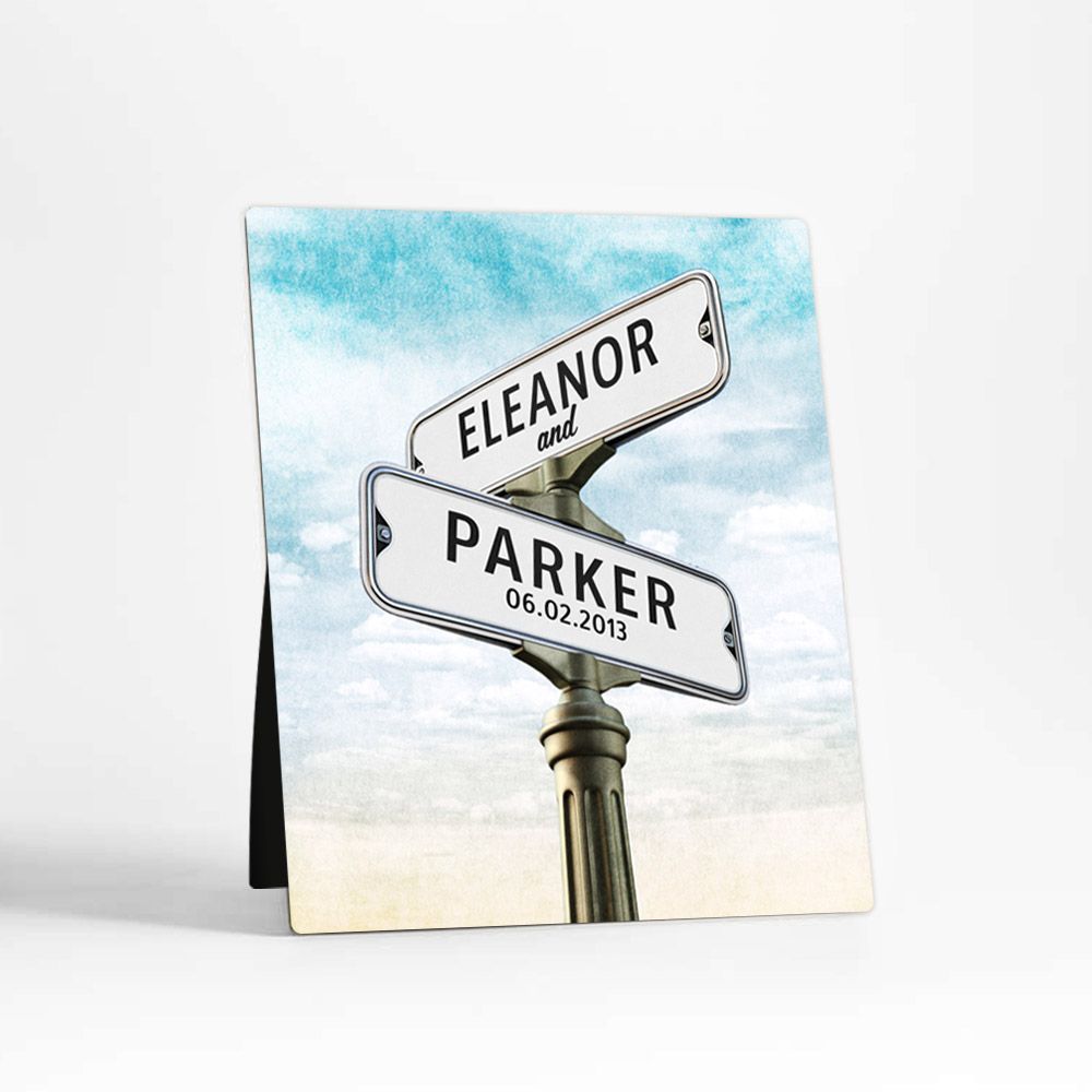 Crossroads Signpost 2nd Anniversary Desktop Plaque Gift for Couple D-1934