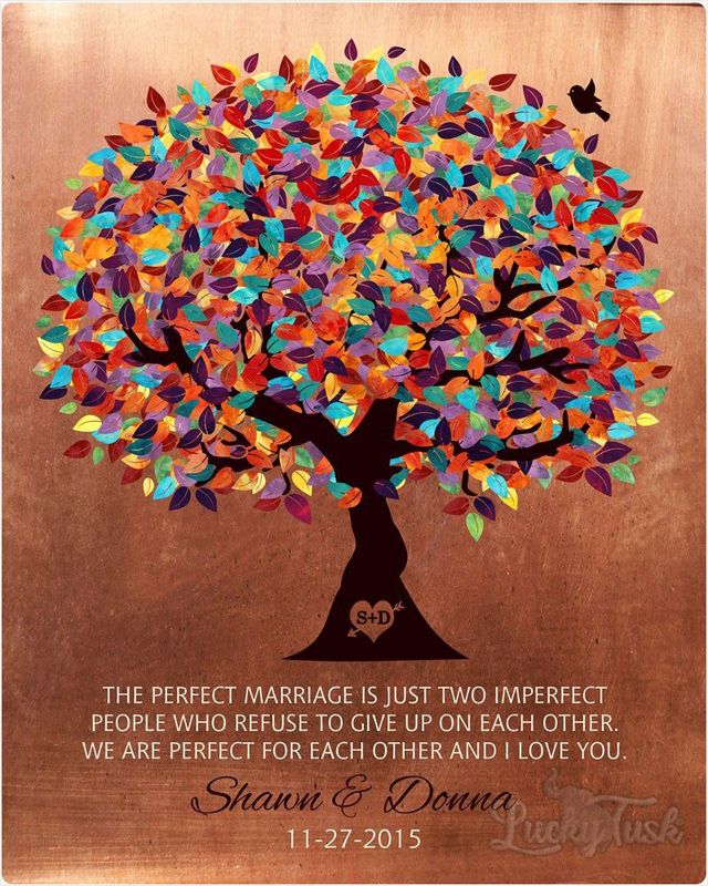 #1 Best Seller - Copper Spring Tree 7th Anniversary Wall Plaque Gift for Couple LTC-1171