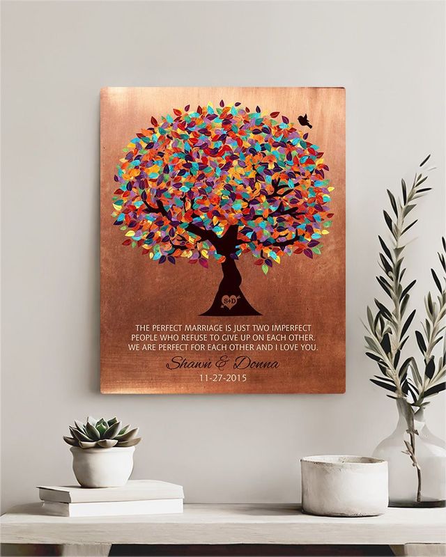 #1 Best Seller - Copper Spring Tree 7th Anniversary Wall Plaque Gift for Couple LTC-1171