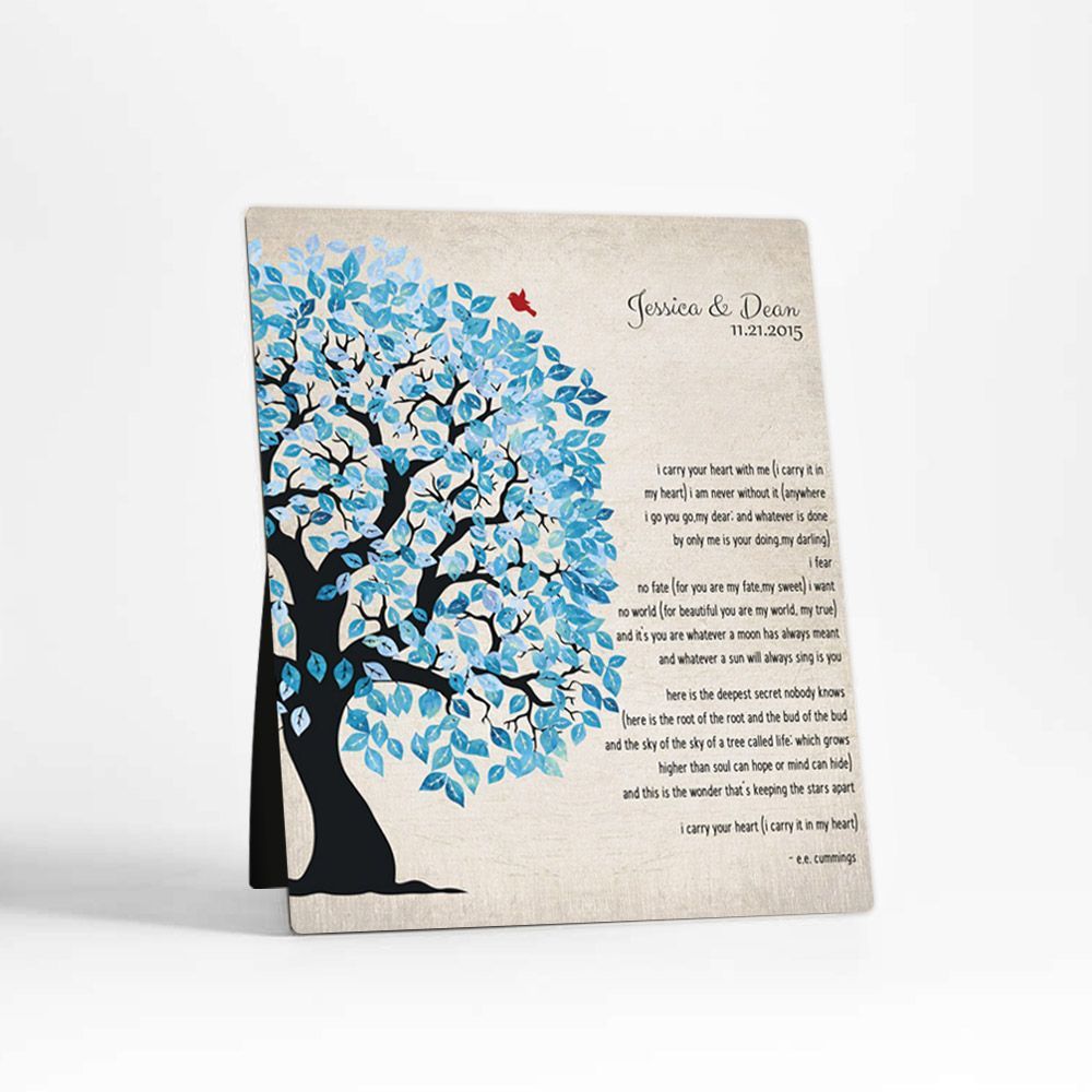 Half Artful Tree 10th Anniversary Desktop Plaque Gift for Couple D-1278