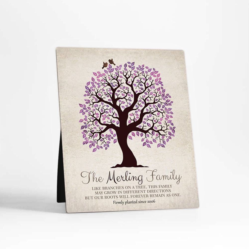 Purple Artful Tree Anniversary Desktop Plaque Gift for Couple D-1251