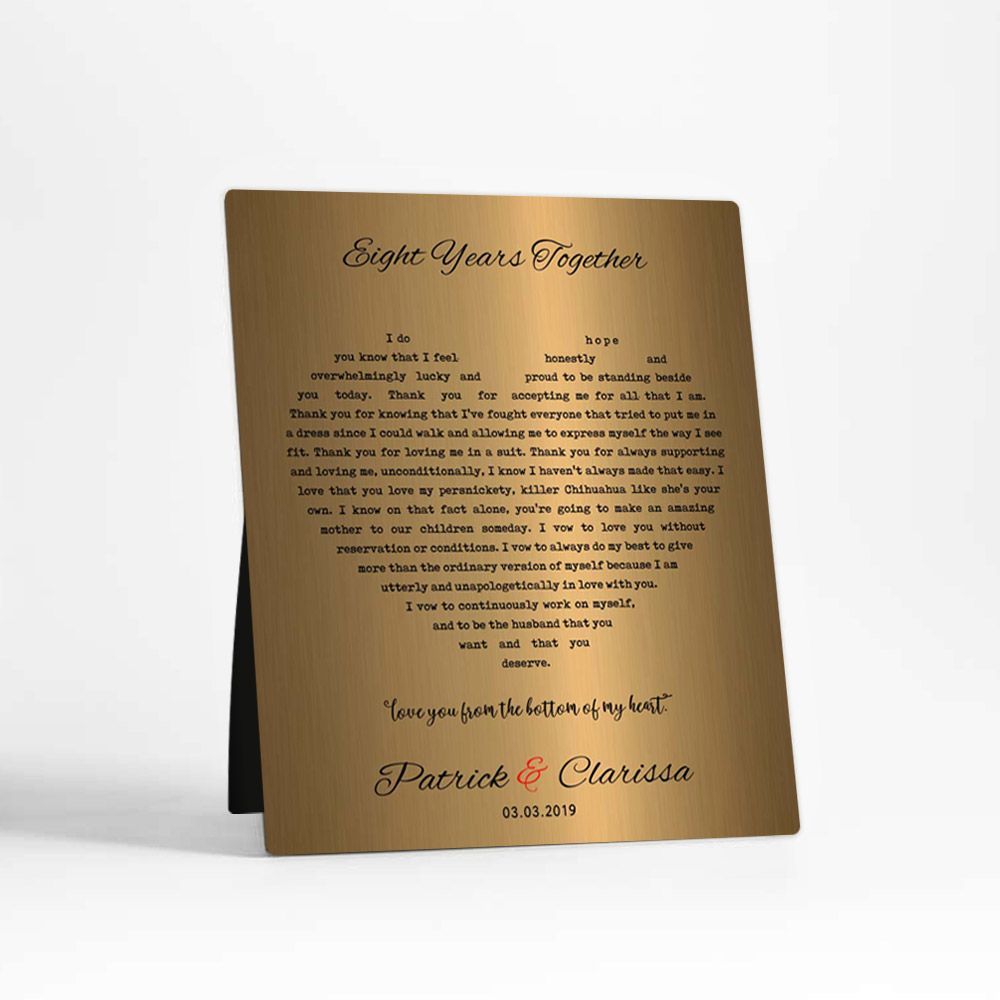 Brass Heart Shape Song Lyrics 21st Anniversary Desktop Plaque Gift for Couple D-1789