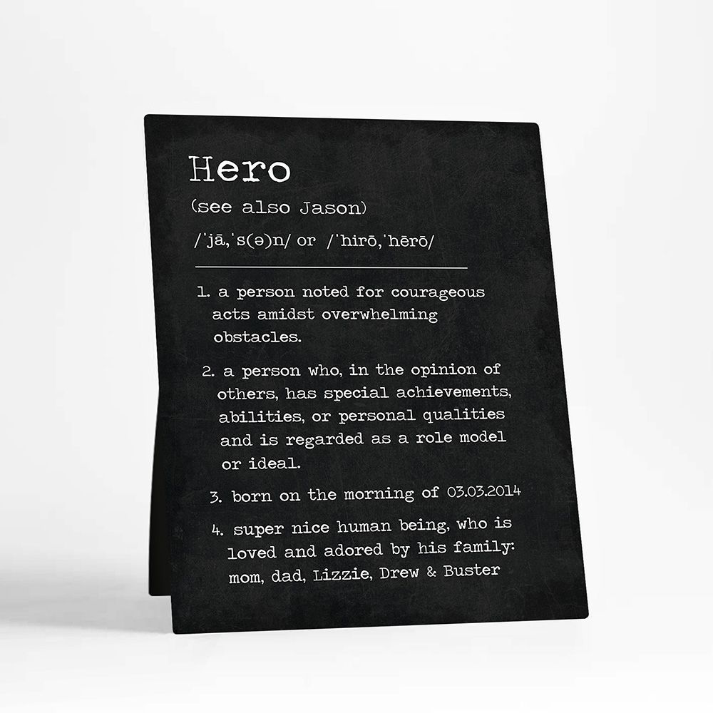 Hero Dictionary Definition Custom Name Birthday Desktop Plaque Gift for Son D-2166