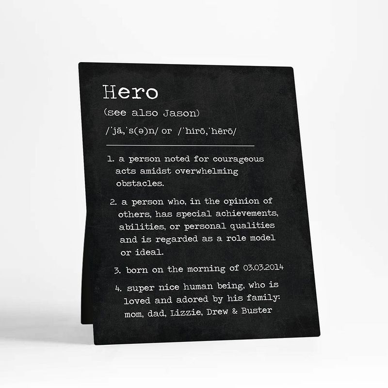 Hero Dictionary Definition Custom Name Birthday Desktop Plaque Gift for Son D-2166