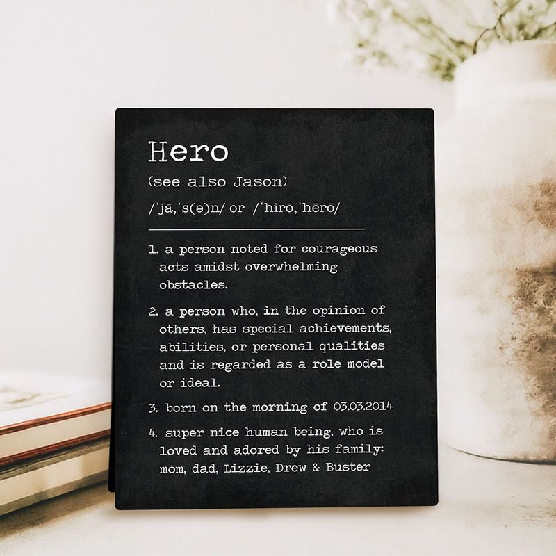 Hero Dictionary Definition Custom Name Birthday Desktop Plaque Gift for Son D-2166