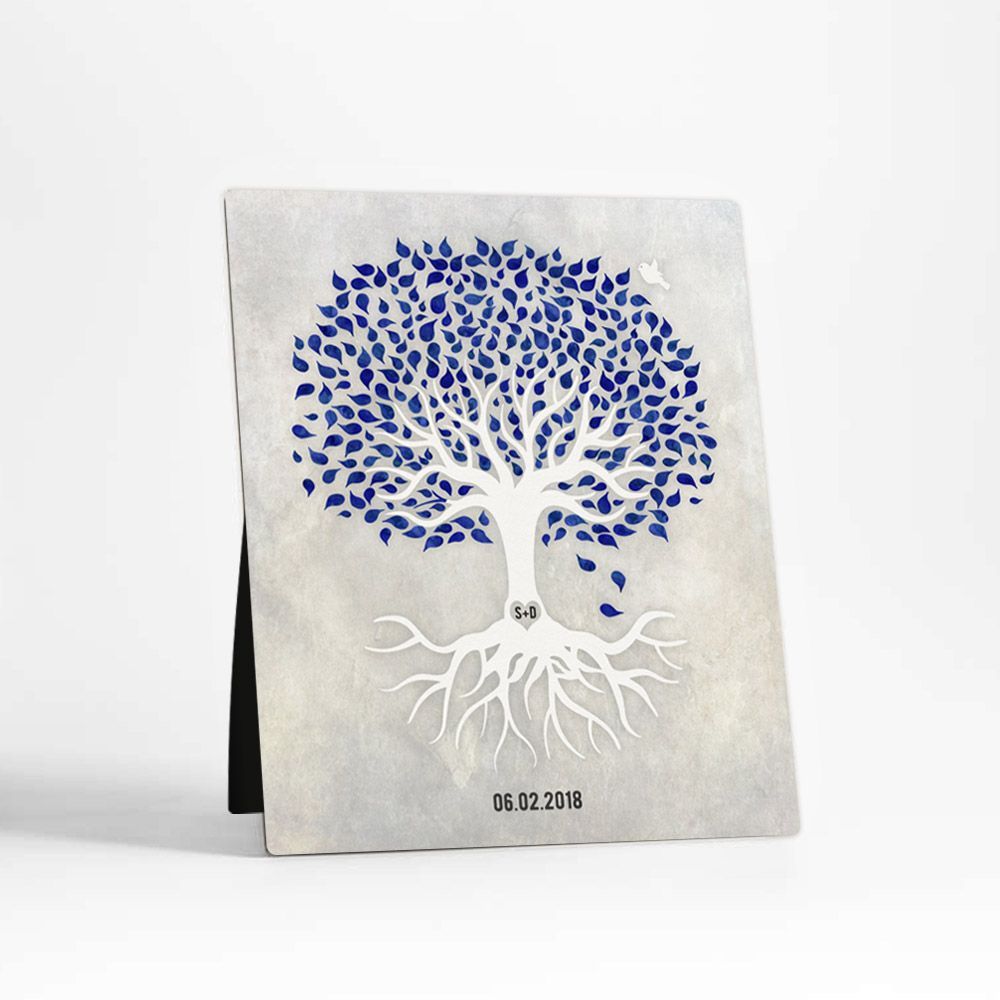 White Canopy Tree Anniversary Desktop Plaque Gift for Couple D-1531
