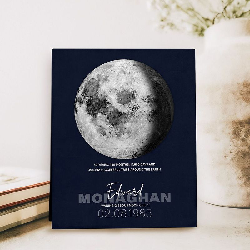 Birthday Moon Trips Around the Earth Birthday Desktop Plaque Gift for Family D-2132