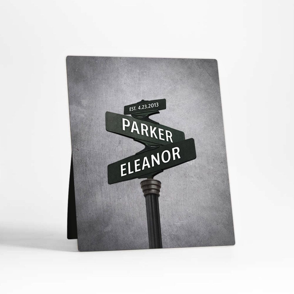 Platinum Crossroads Signpost 20th Anniversary Desktop Plaque Gift for Couple D-1942