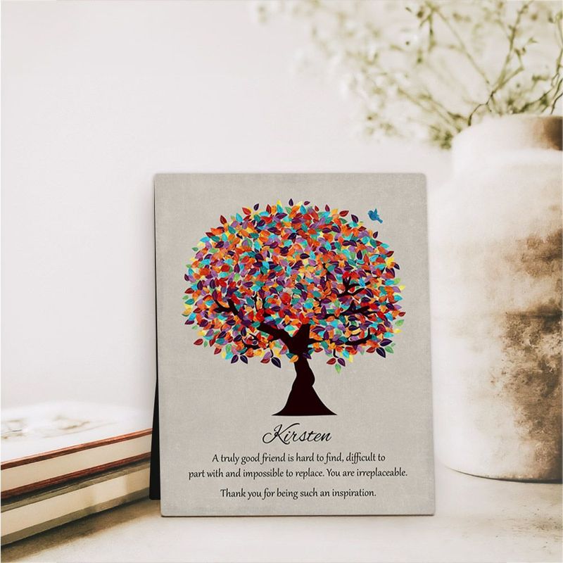 #1 Best Seller - Colorful Spring Tree Friendship Desktop Plaque Gift for Friend D-1492