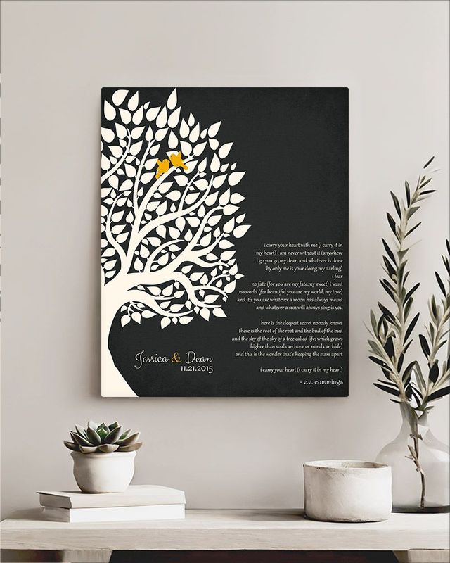 #1 Best Seller - Half Tree Silhouette Anniversary Wall Plaque Gift for Couple LTC-1133