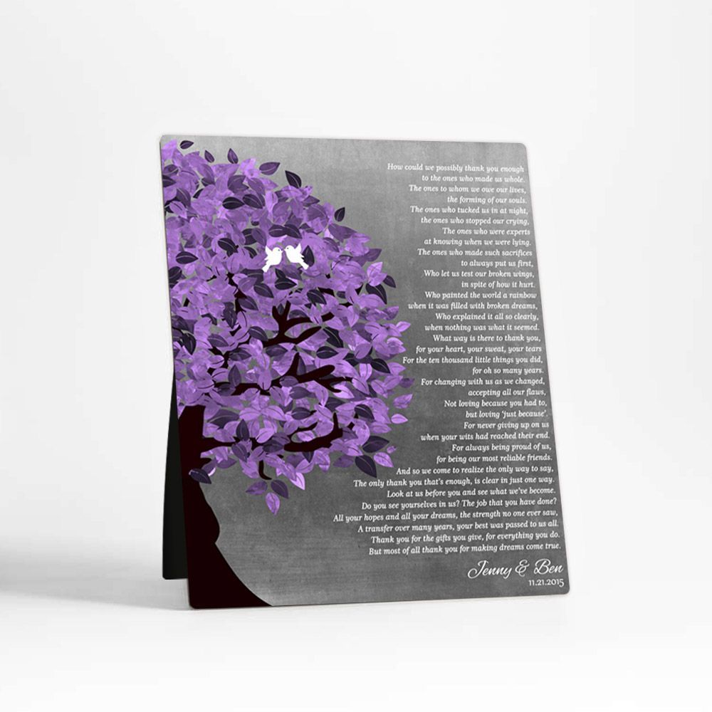Half Purple Tree Wedding Desktop Plaque Gift for Parents D-1485