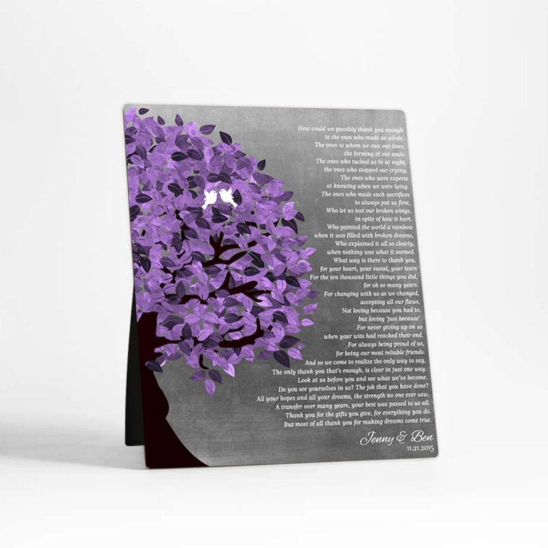 Half Purple Tree Wedding Desktop Plaque Gift for Parents D-1485