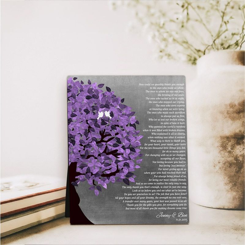 Half Purple Tree Wedding Desktop Plaque Gift for Parents D-1485