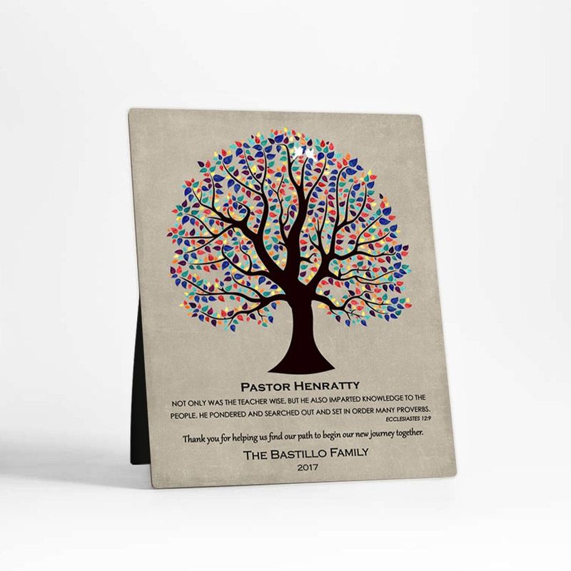 Curly Tree Wedding Desktop Plaque Gift for Pastor D-1457