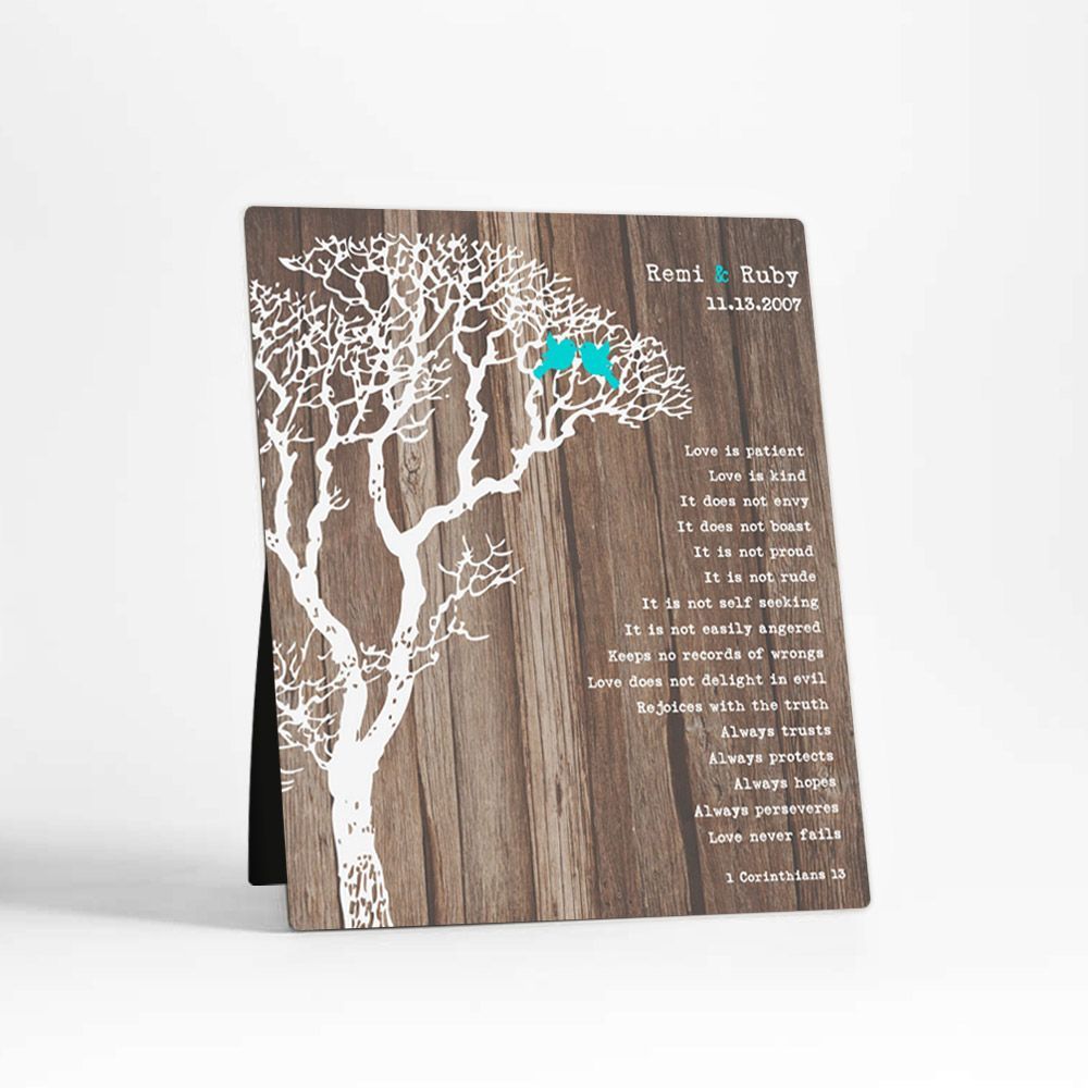 Wood Bare Tree 5th Anniversary Desktop Plaque Gift for Couple D-1733