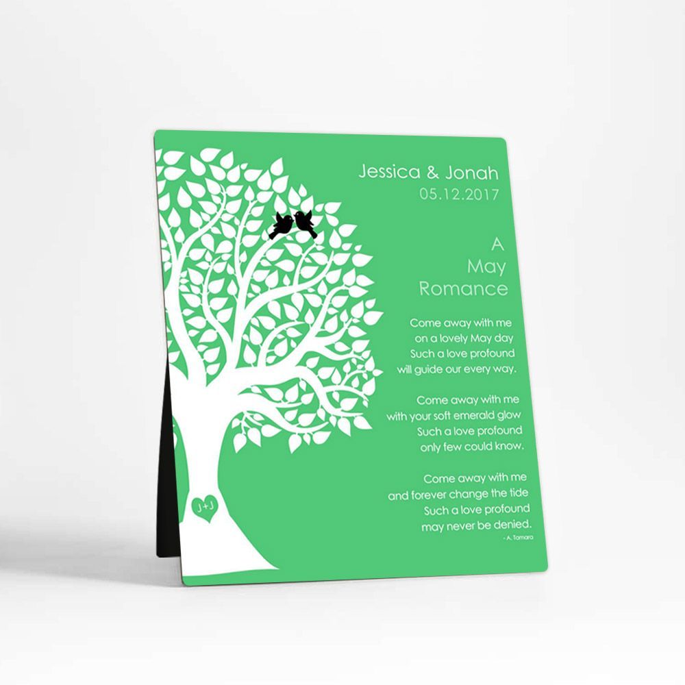Half Silhouette Tree Engagement Desktop Plaque Gift for Couple D-1705