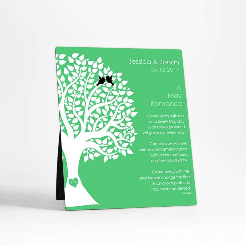 Half Silhouette Tree Engagement Desktop Plaque Gift for Couple D-1705