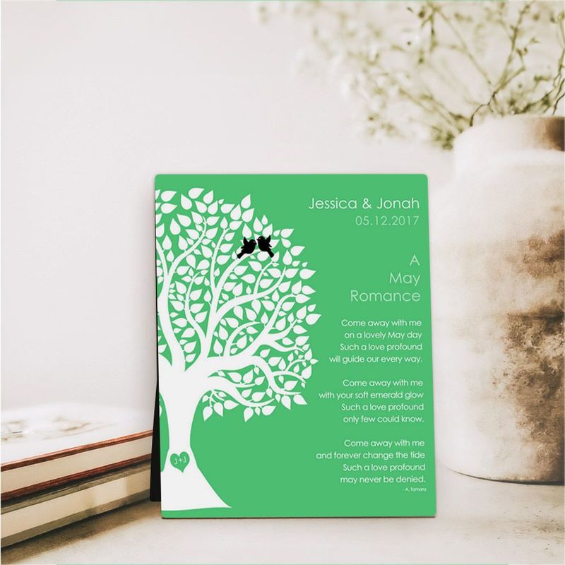 Half Silhouette Tree Engagement Desktop Plaque Gift for Couple D-1705