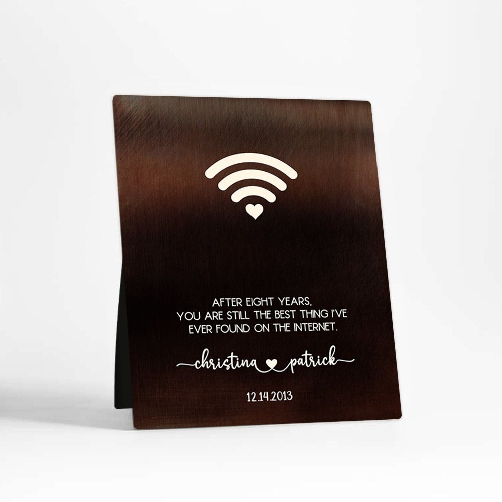 Bronze Couple Silhouette 8th Anniversary Desktop Plaque Gift for Couple D-1567