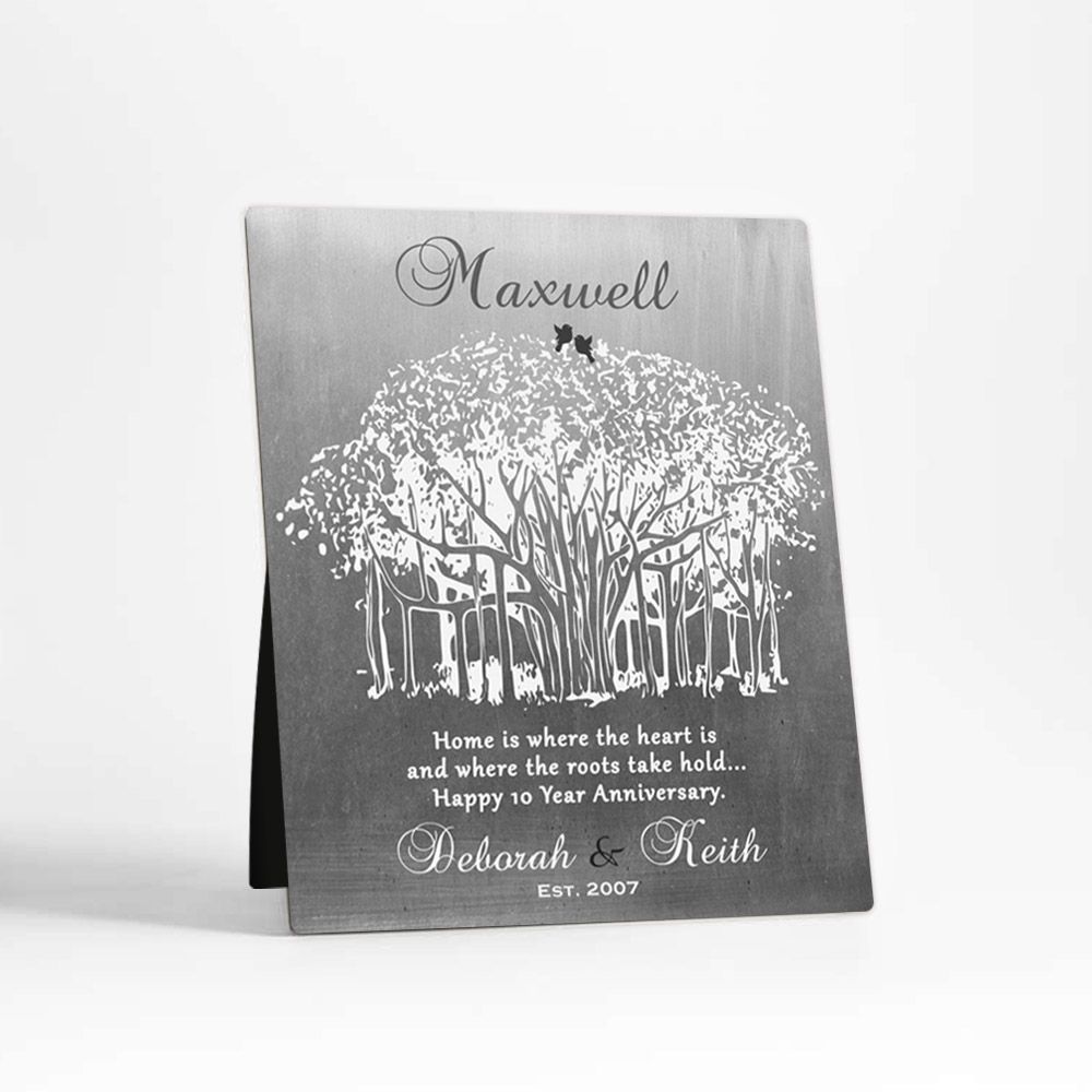 #1 Best Seller - Tin Banyan Tree 10th Anniversary Desktop Plaque Gift for Couple D-1809
