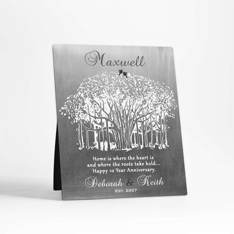 #1 Best Seller - Tin Banyan Tree 10th Anniversary Desktop Plaque Gift for Couple D-1809