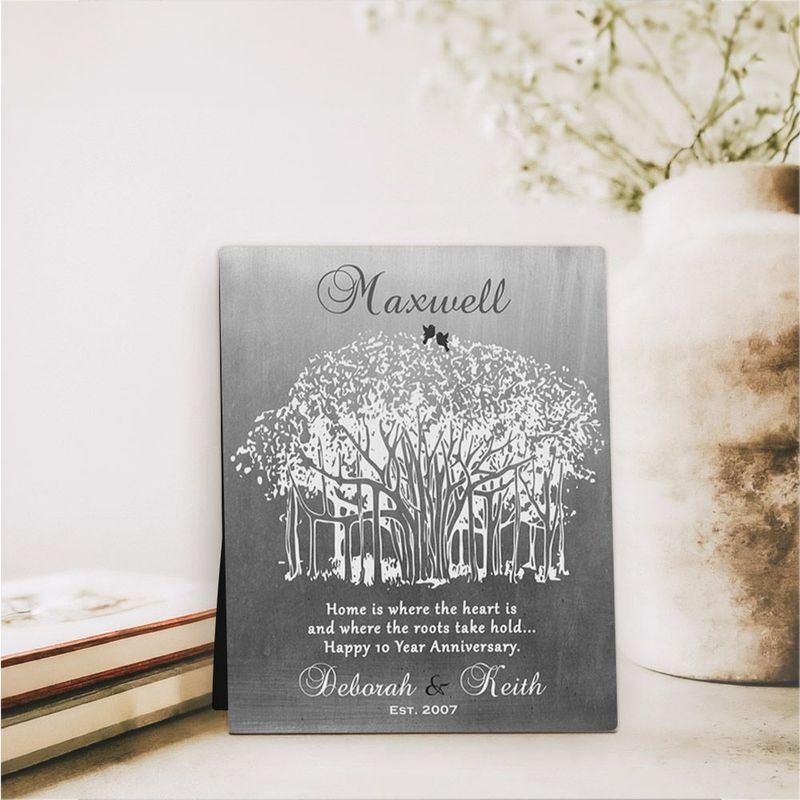 #1 Best Seller - Tin Banyan Tree 10th Anniversary Desktop Plaque Gift for Couple D-1809