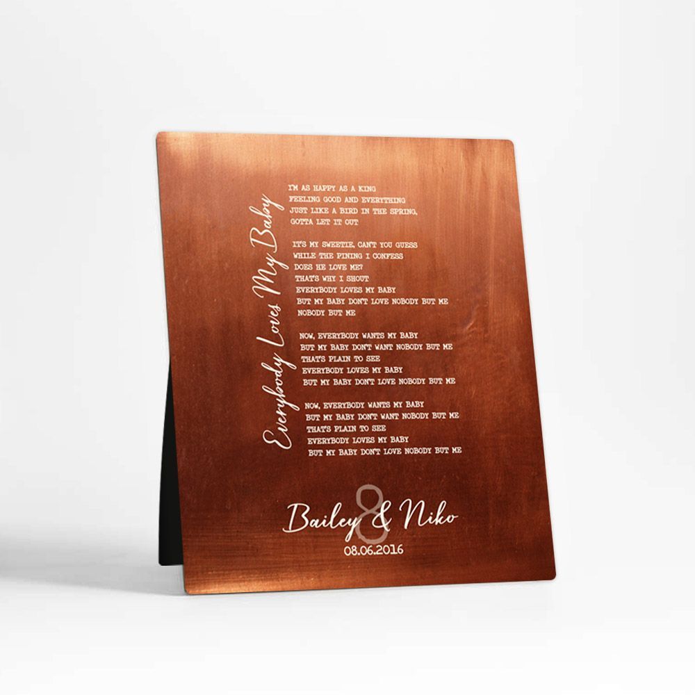 Copper Our Song Lyrics 7th Anniversary Desktop Plaque Gift for Couple D-1921