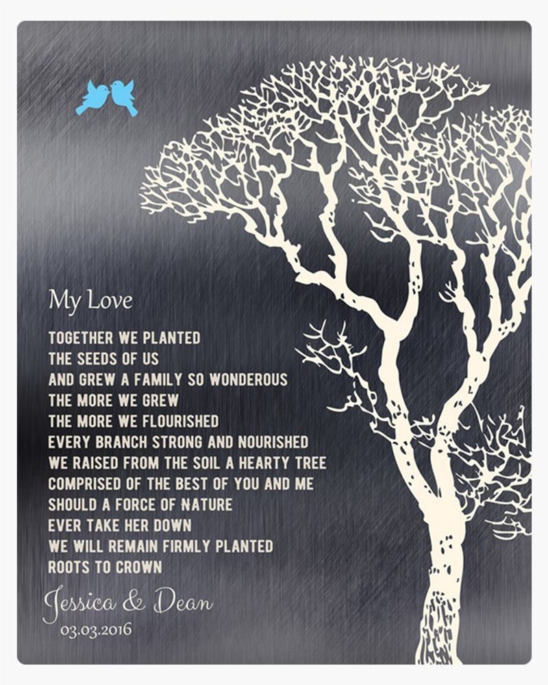 White Tin Bare Tree 10th Anniversary Wall Plaque Gift for Couple LTC-1298