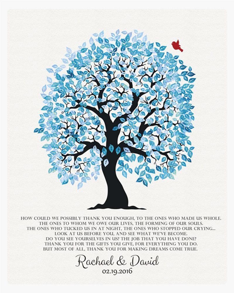 Blue Artful Tree Wedding Wall Plaque Gift for Parents LTC-1269