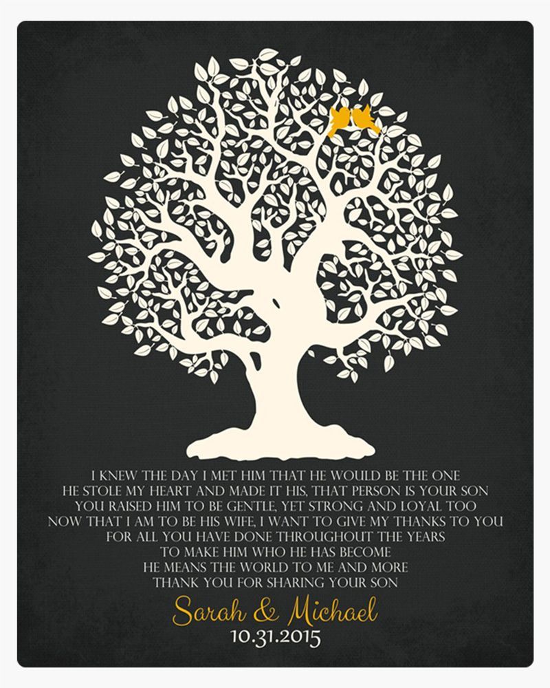 Black Knotty Tree Wedding Wall Plaque Gift for Mother Of The Groom LTC-1124