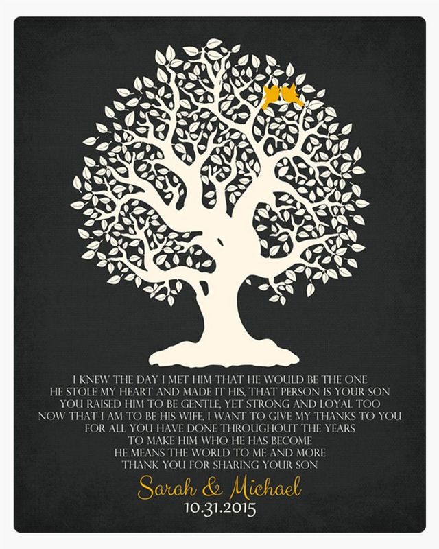 Black Knotty Tree Wedding Wall Plaque Gift for Mother Of The Groom LTC-1124